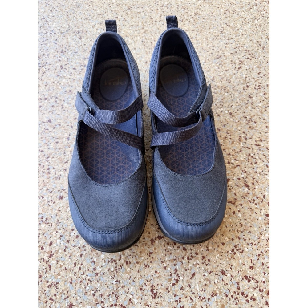 Dansko Mary Jane Shoes Womens 40 US 9.5 10 Blue Suede Vibram Slip Resistant Flat